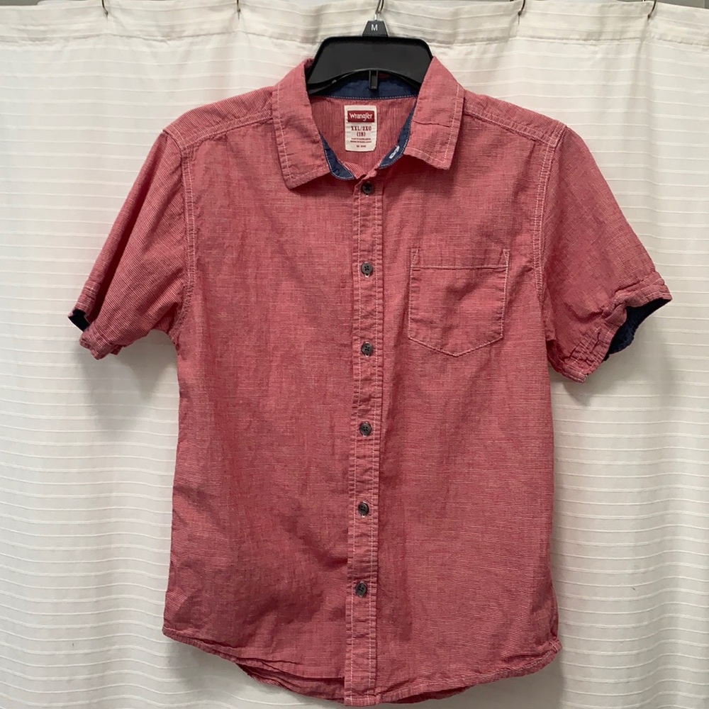 Red and white Wrangler button down shirt, boys 18